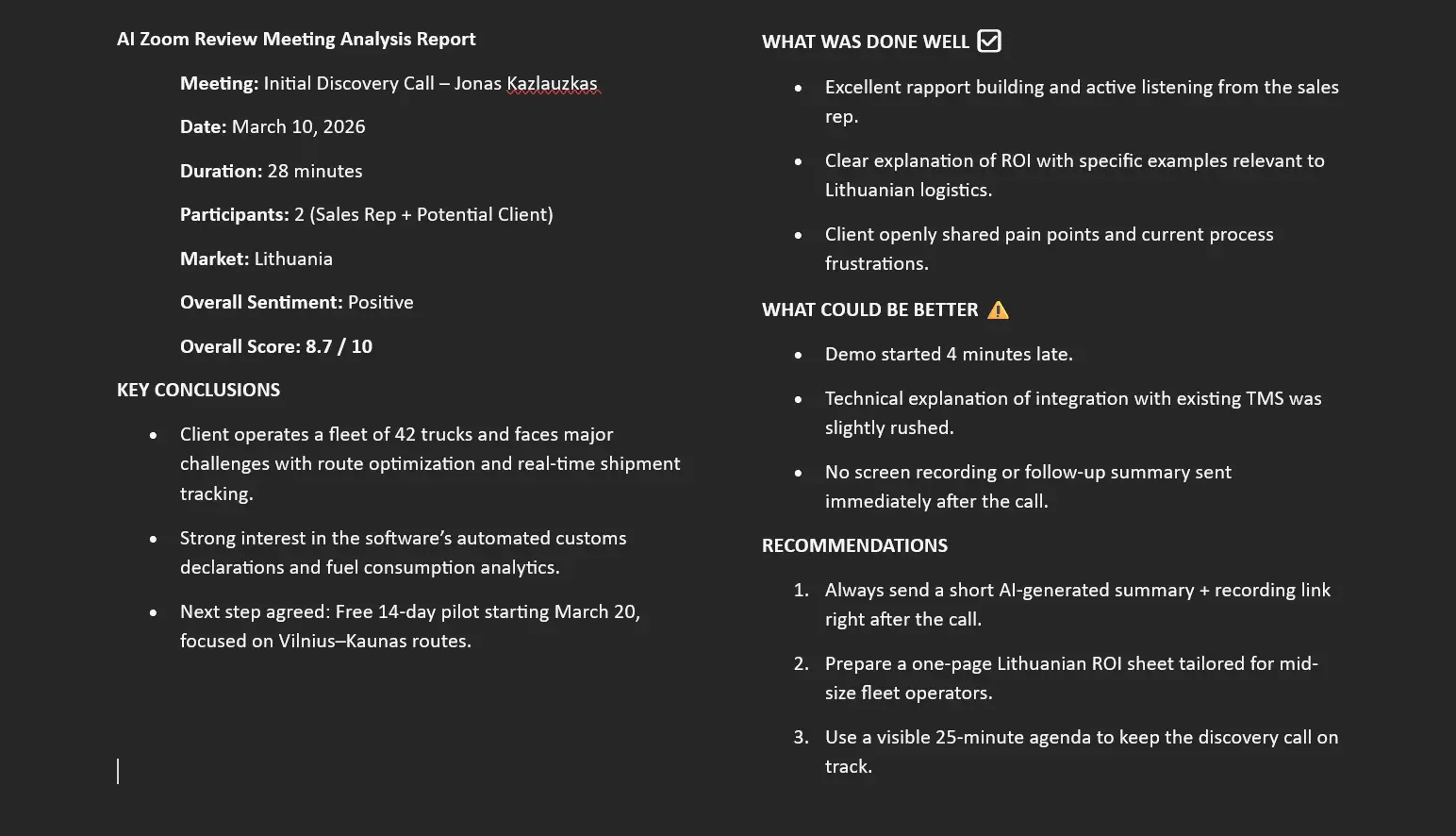 Opportunity detection highlights
